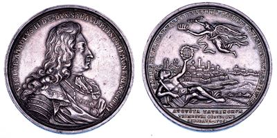 Vittorio Amedeo II di Savoia, Medaglia in argento del 1706 per la liberazione di Torino dall'asse...