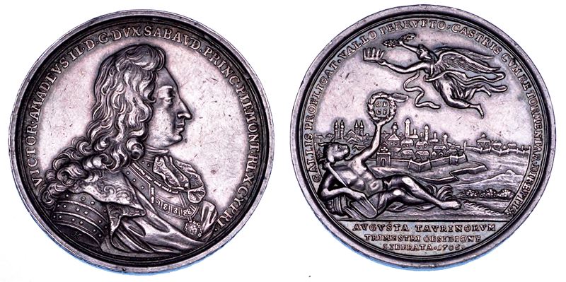 DUCATO DI SAVOIA. VITTORIO AMEDEO II DI SAVOIA, 1675-1730. Medaglia in argento 1706. Liberazione di Torino dall'assedio francese.  - Auction Numismatics - Cambi Casa d'Aste