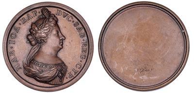 Maria Giovanna Battista di Savoia-Nemours, Medaglia uniface in bronzo, 1644-1724