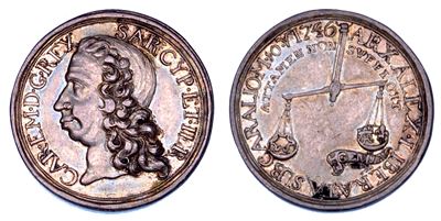 Regno di Sardegna, Carlo Emanuele III di Savoia, Lotto di due medaglie in argento, 1746