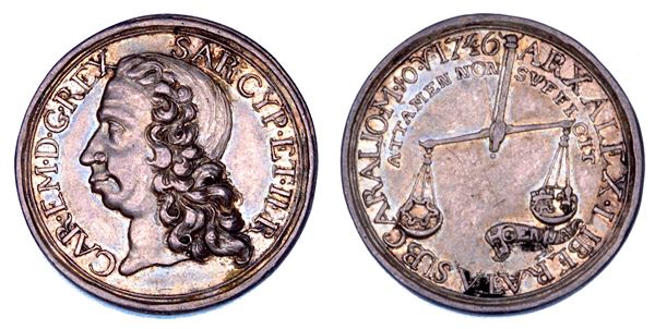 REGNO DI SARDEGNA. CARLO EMANUELE III DI SAVOIA, 1730-1773. Lotto di due medaglie.