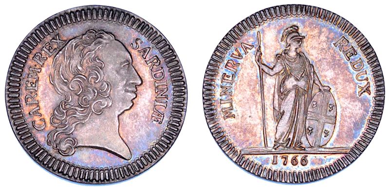 REGNO DI SARDEGNA. CARLO EMANUELE III DI SAVOIA, 1730-1773. Gettone in argento 1766.  - Auction Numismatics - Cambi Casa d'Aste