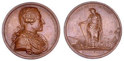 VITTORIO AMEDEO III DI SAVOIA, Medaglia in bronzo per la fondazione della Società Agraria, 1789