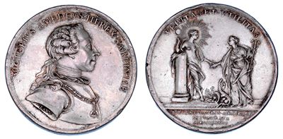 Vittorio Amedeo III di Savoia, Medaglia in bronzo argentato commemorativa della fondazione della ...
