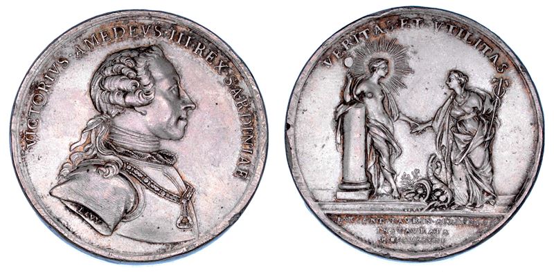 REGNO DI SARDEGNA. VITTORIO AMEDEO III DI SAVOIA, 1773-1796. Medaglia in bronzo argentato 1783. Celebrativa della fondazione della Regia Accademia delle Scienze di Torino.  - Auction Numismatics - Cambi Casa d'Aste