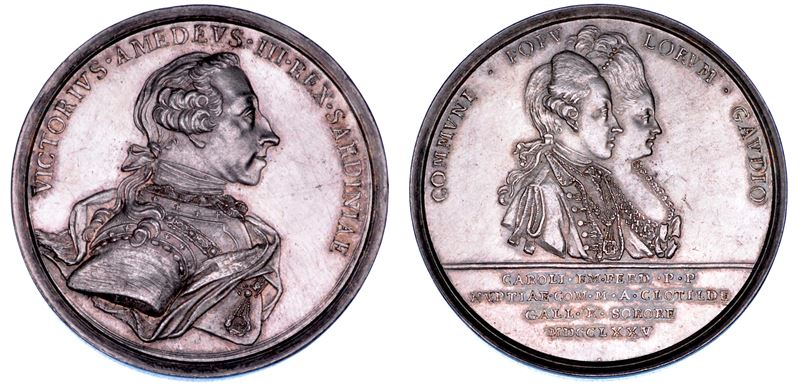 REGNO DI SARDEGNA. VITTORIO AMEDEO III DI SAVOIA, 1773-1796. Medaglia in argento 1775. Per le nozze di Carlo Emanuele e Maria Clotilde.  - Auction Numismatics - Cambi Casa d'Aste