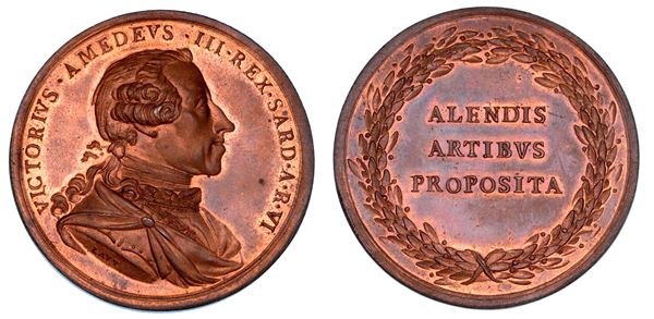 REGNO DI SARDEGNA. VITTORIO AMEDEO III DI SAVOIA, 1773-1796. Medaglia in bronzo 1778. Per l'incremento delle arti.