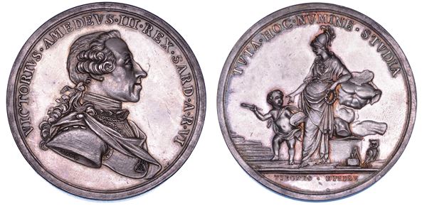 REGNO DI SARDEGNA. VITTORIO AMEDEO III DI SAVOIA, 1773-1796. Medaglia in argento 1778. Coniata come premio per l'Accademia di Belle Arti.