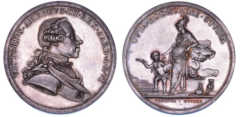 REGNO DI SARDEGNA. VITTORIO AMEDEO III DI SAVOIA, 1773-1796. Medaglia in argento 1778. Coniata come premio per l'Accademia di Belle Arti.  - Asta Numismatica - Cambi Casa d'Aste