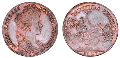 Ducato di Savoia, Gettone in bronzo raffigurante Maria Adelaide di Savoia, 1704