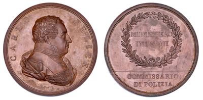 Carlo Felice di Savoia, Medaglia in bronzo per il Ministero degli Interni, 1821-1831