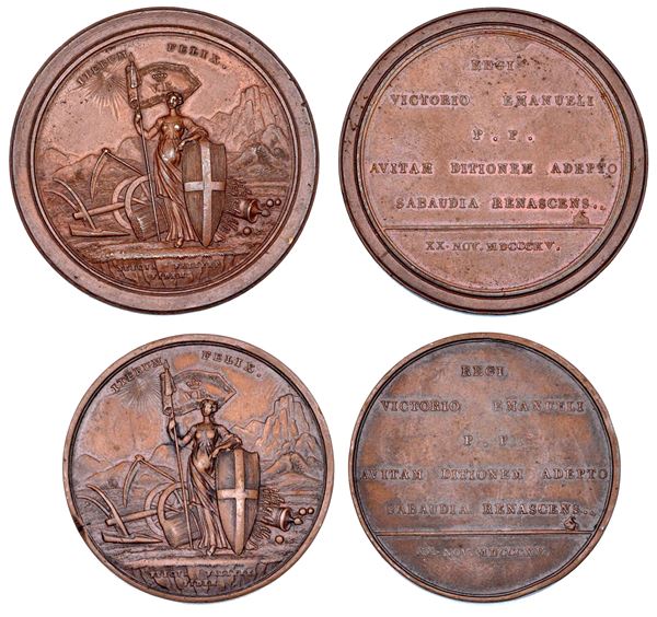 REGNO DI SARDEGNA. VITTORIO EMANUELE I DI SAVOIA, 1802-1821. Lotto di due medaglie.
