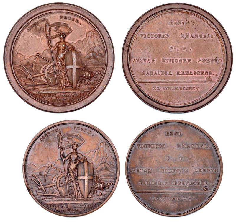REGNO DI SARDEGNA. VITTORIO EMANUELE I DI SAVOIA, 1802-1821. Lotto di due medaglie.  - Auction Numismatics - Cambi Casa d'Aste