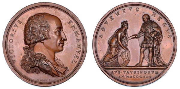 REGNO DI SARDEGNA. VITTORIO EMANUELE I DI SAVOIA, 1802-1821. Medaglia in bronzo 1814. Per il ritorno del Re a Torino.