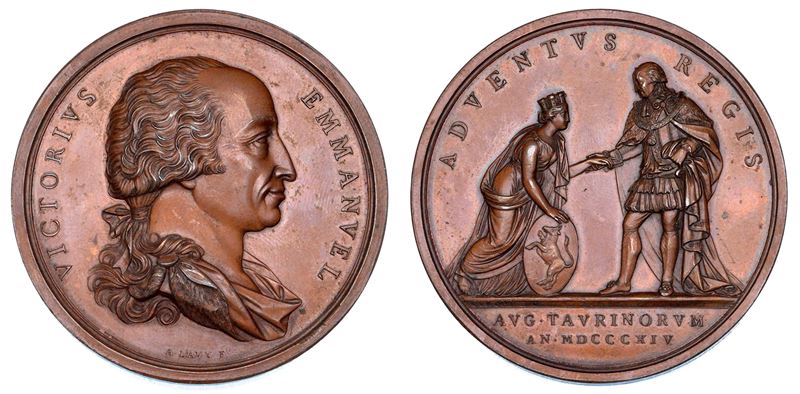 REGNO DI SARDEGNA. VITTORIO EMANUELE I DI SAVOIA, 1802-1821. Medaglia in bronzo 1814. Per il ritorno del Re a Torino.  - Auction Numismatics - Cambi Casa d'Aste
