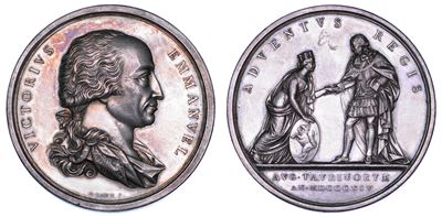 Medaglia in argento commemorativa per il ritorno di Vittorio Emanuele I di Savoia a Torino, 1814