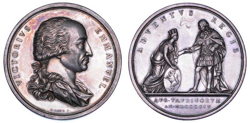 REGNO DI SARDEGNA. VITTORIO EMANUELE I DI SAVOIA, 1802-1821. Medaglia in argento 1814. Per il ritorno del Re a Torino.  - Auction Numismatics - Cambi Casa d'Aste