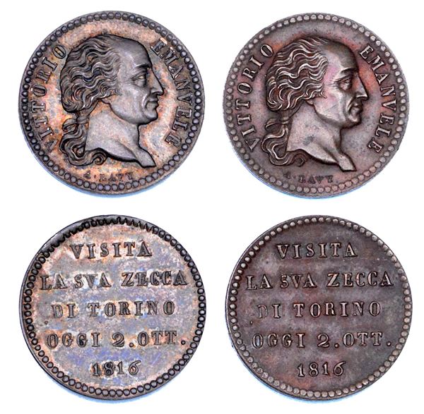 REGNO DI SARDEGNA. VITTORIO EMANUELE I DI SAVOIA, 1802-1821. Lotto di due medaglie.