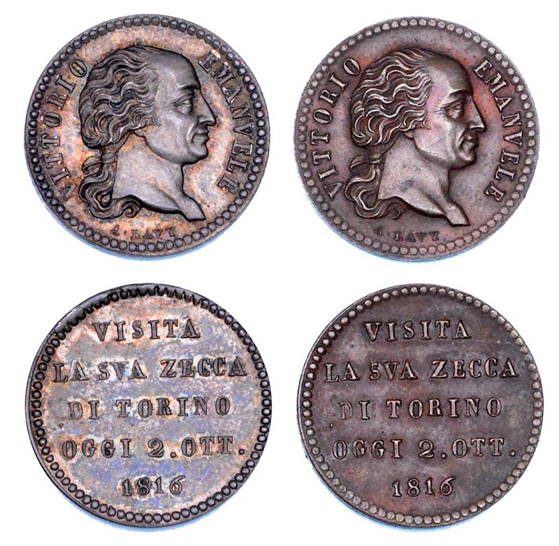 REGNO DI SARDEGNA. VITTORIO EMANUELE I DI SAVOIA, 1802-1821. Lotto di due medaglie.  - Asta Numismatica - Cambi Casa d'Aste