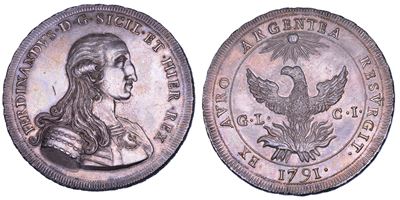 Ferdinando III di Borbone, Oncia da 30 Tarì 1791, Argento