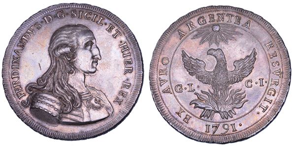 PALERMO. FERDINANDO III DI BORBONE, 1759-1816. Oncia da 30 Tarì 1791.