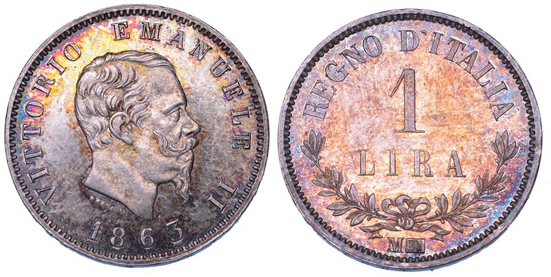 REGNO D’ITALIA. VITTORIO EMANUELE II DI SAVOIA, 1861-1878. Lira 1863. Milano. Valore.  - Asta Numismatica - Cambi Casa d'Aste