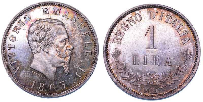 REGNO D’ITALIA. VITTORIO EMANUELE II DI SAVOIA, 1861-1878. Lira 1863. Milano. Valore.  - Asta Numismatica - Cambi Casa d'Aste
