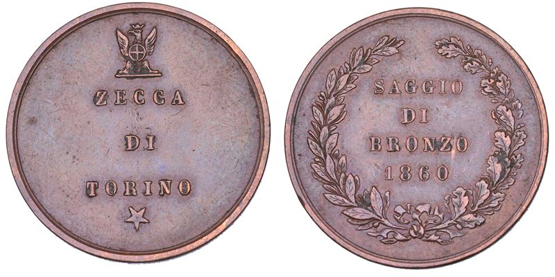 REGNO D’ITALIA. VITTORIO EMANUELE II DI SAVOIA, 1861-1878. Saggio di bronzo 1860.  - Auction Numismatics - Cambi Casa d'Aste