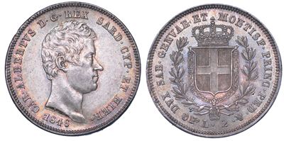 Carlo Alberto di Savoia, 2 Lire 1846, Regno di Sardegna, Torino