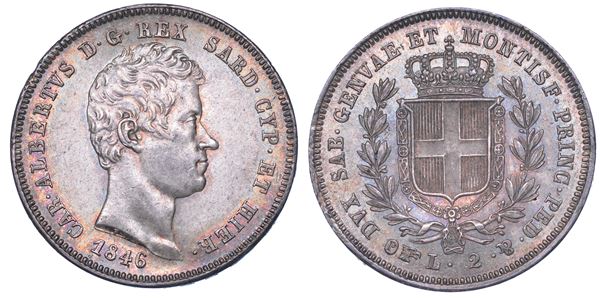 REGNO DI SARDEGNA. CARLO ALBERTO DI SAVOIA, 1831-1849. 2 Lire 1846. Torino.