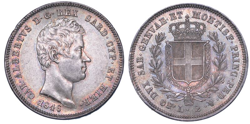 REGNO DI SARDEGNA. CARLO ALBERTO DI SAVOIA, 1831-1849. 2 Lire 1846. Torino.  - Asta Numismatica - Cambi Casa d'Aste