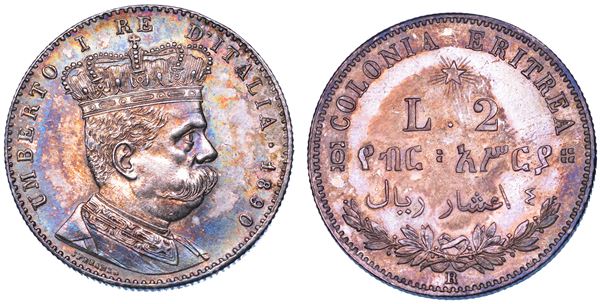 REGNO D'ITALIA. COLONIA ERITREA. UMBERTO I DI SAVOIA, 1890-1896. 2 Lire 1890.