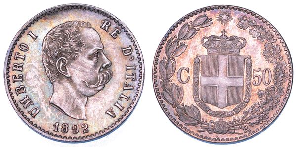 REGNO D'ITALIA. UMBERTO I DI SAVOIA, 1878-1900. 50 Centesimi 1892.