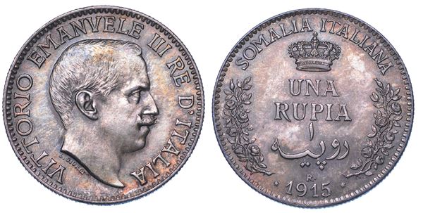 REGNO D'ITALIA. SOMALIA ITALIANA. VITTORIO EMANUELE III DI SAVOIA, 1909-1925. Rupia 1915.