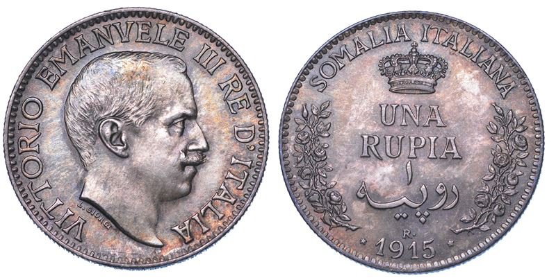 REGNO D'ITALIA. SOMALIA ITALIANA. VITTORIO EMANUELE III DI SAVOIA, 1909-1925. Rupia 1915.  - Asta Numismatica - Cambi Casa d'Aste