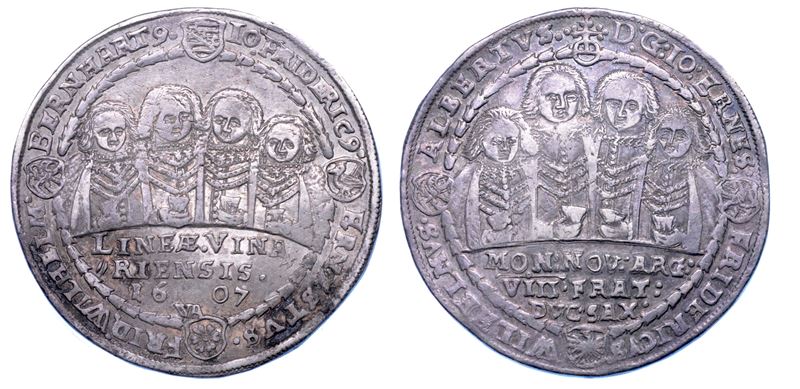 GERMANIA - SASSONIA. JOHANN ERNST e i sette fratelli, 1605-1619. Thaler 1607.  - Auction Numismatics - Cambi Casa d'Aste