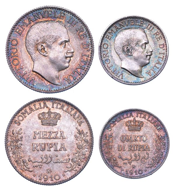 SOMALIA ITALIANA. VITTORIO EMANUELE III DI SAVOIA, 1909-1925. Lotto di due monete.