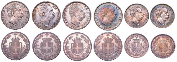REGNO D'ITALIA. UMBERTO I DI SAVOIA, 1878-1900. Lotto di sei monete.