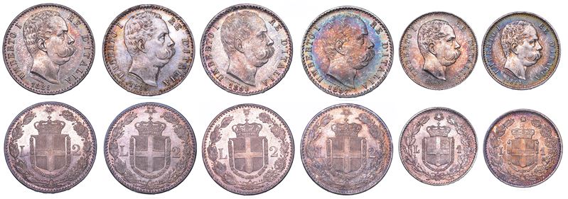 REGNO D'ITALIA. UMBERTO I DI SAVOIA, 1878-1900. Lotto di sei monete.  - Asta Numismatica - Cambi Casa d'Aste