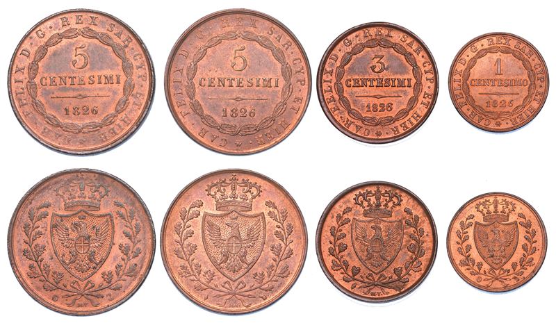 REGNO DI SARDEGNA. CARLO FELICE DI SAVOIA, 1821-1831. Lotto di quattro monete.  - Asta Numismatica - Cambi Casa d'Aste