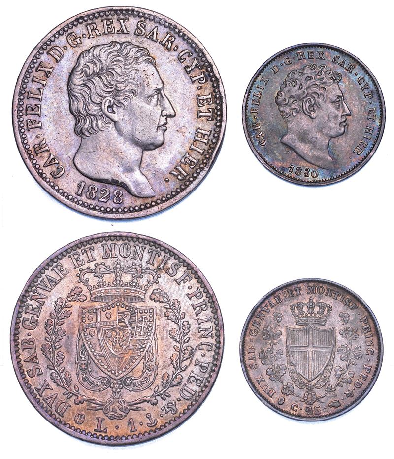 REGNO DI SARDEGNA. CARLO FELICE DI SAVOIA, 1821-1831. Lotto di due monete.  - Asta Numismatica - Cambi Casa d'Aste