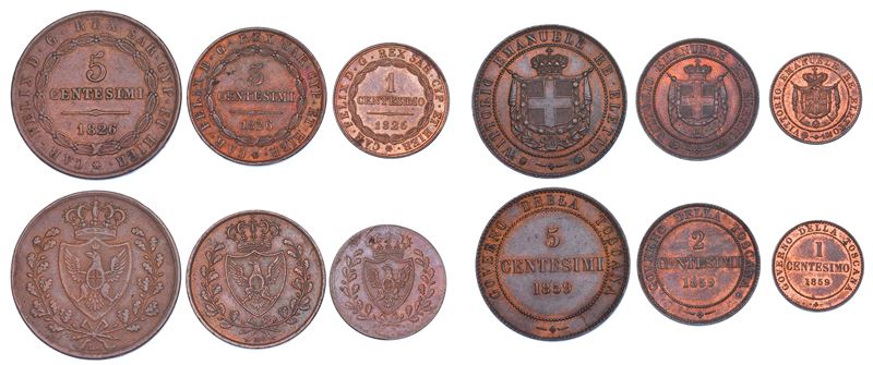RE ELETTO. VITTORIO EMANUELE II DI SAVOIA, 1859-1861. Lotto di sei monete.  - Asta Numismatica - Cambi Casa d'Aste