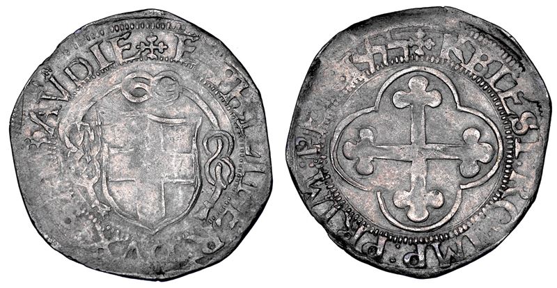 DUCATO DI SAVOIA. EMANUELE FILIBERTO Testa di ferro,  1538-1580. II Periodo Duca, 1559-1580. Grosso 1555. III tipo.  - Auction Numismatics - Cambi Casa d'Aste