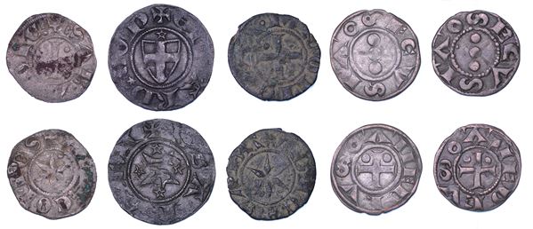 DUCATO DI SAVOIA. AMEDEO IV Il Laudato, 1232-1253. Lotto di cinque monete.