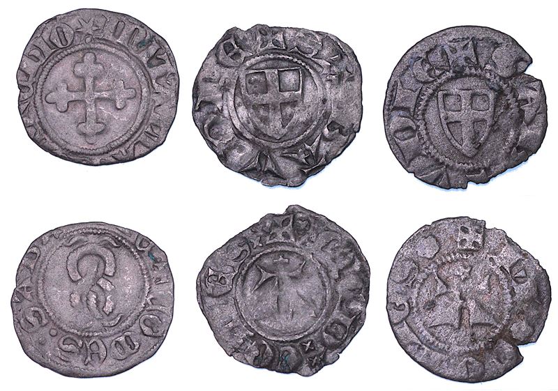 DUCATO DI SAVOIA. AMEDEO VI Il Conte verde (1343-1383) e AMEDEO VII Il Conte rosso (1383-1391). Lotto di tre monete.  - Asta Numismatica - Cambi Casa d'Aste
