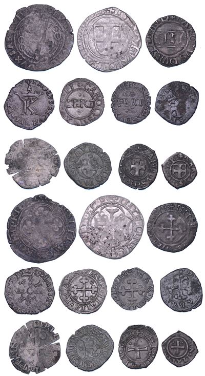 Carlo II di Savoia, Lotto di undici monete coniate 1504-1553