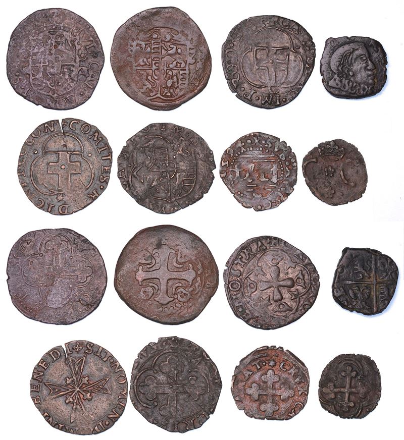 CONTRAFFAZIONI DI CASA SAVOIA. Lotto di otto monete.  - Asta Numismatica - Cambi Casa d'Aste