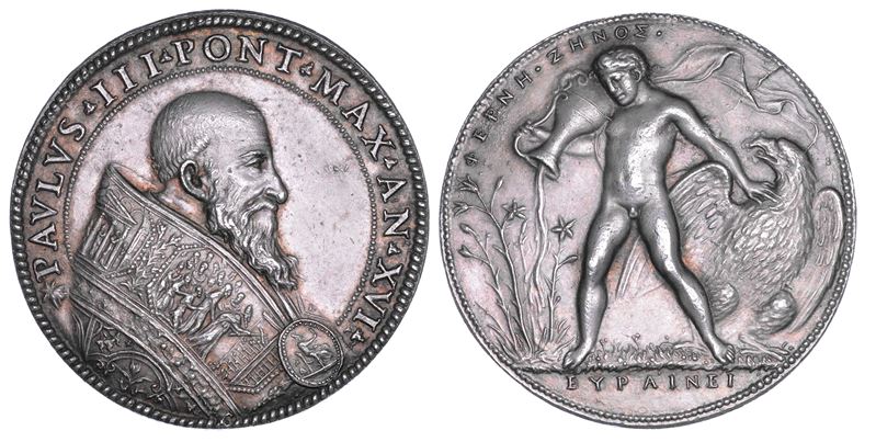 STATO PONTIFICIO. PAOLO III (Alessandro Farnese), 1534-1549. Medaglia in argento A. XVI. Conferimento di Parma e Piacenza a Pier Luigi Farnese.  - Auction Numismatics - Cambi Casa d'Aste