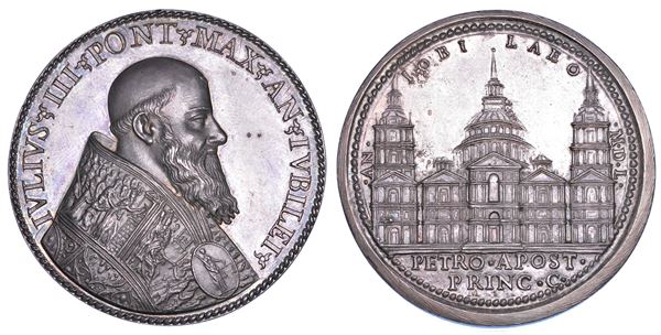 STATO PONTIFICIO. GIULIO III (Giovanni Maria Ciocchi del Monte), 1550-1555. Medaglia in argento A. IUB. Anno Santo del 1550.