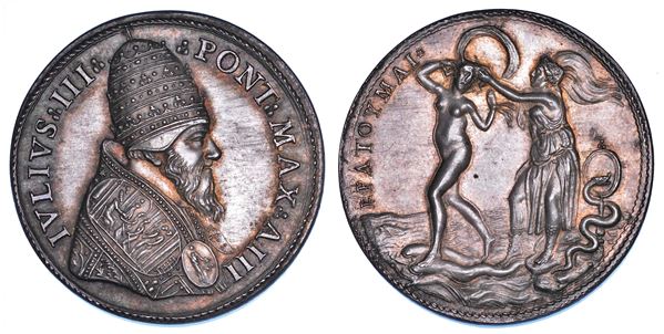STATO PONTIFICIO. GIULIO III (Giovanni Maria Ciocchi del Monte), 1550-1555. Medaglia in argento A. III (1553).  Saggezza di Giulio III.